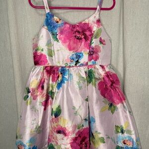 Zhenzi Floral Kids Dress in Pink and Blue